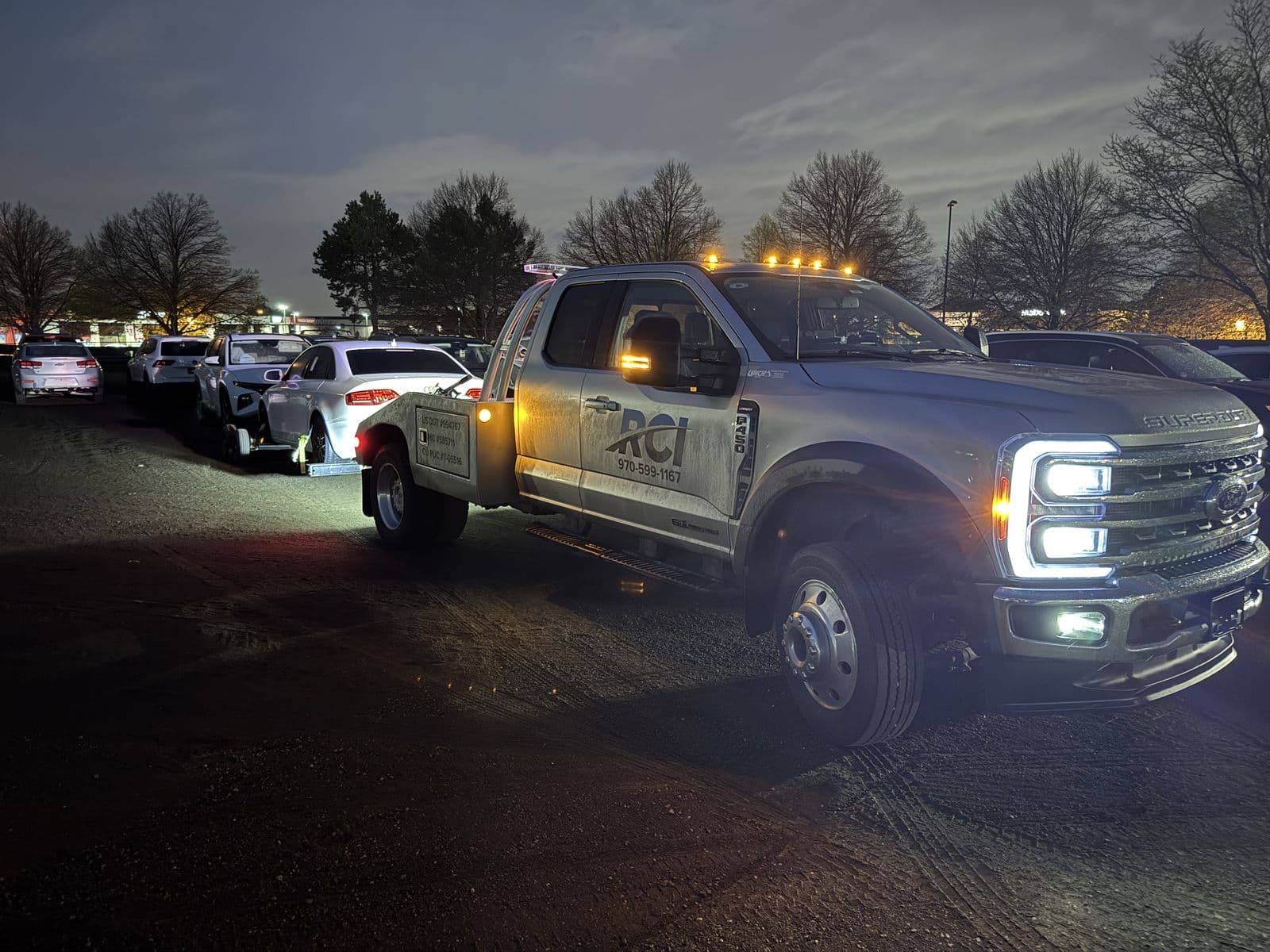RCI wrecker on a night recovery in Colorado